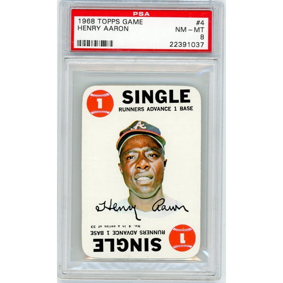 Graded 1968 Topps Game Henry Aaron #4 PSA 8 Atlanta Braves Baseball Trading Card