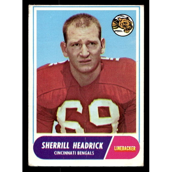 1968 Topps Sherrill Headrick Cincinnati Bengals #96 Football Card