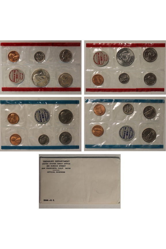 1968 U.S. Mint Set  10 Coins  Collectible OGP Set (Includes 40% Silver Kennedy Half Dollar)
