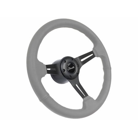 1969-1977 Chevelle; VSW 6 Bolt Gray Leather Steering Wheel Black Kit, Script Emblem