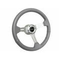 thumbnail image 1 of 1969-1977 Chevrolet Chevelle; VSW 6 Bolt Gray Leather Wrapped Steering Wheel Brushed Aluminum Kit, Chevelle Script, 1 of 1