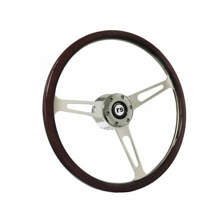 1969 - 1989 Chevrolet Camaro RS S6 Classic Espresso Stained Wood Steering Wheel Chrome Kit