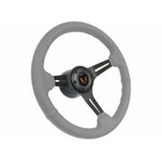 1969-1989 Pontiac Firebird; VSW 6 Bolt Gray Leather Steering Wheel Black Kit, Red Emblem