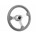 thumbnail image 1 of 1969-1989 Pontiac; VSW 6 Bolt Gray Leather Wrapped Steering Wheel Brushed Aluminum Kit, Red Arrow Emblem, 1 of 2