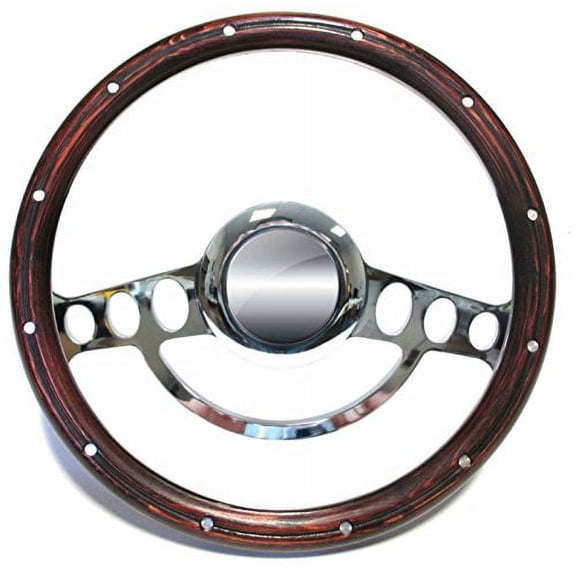 1969 - 84 Chevy Impala Chrome & Genuine Wood Steering Wheel Full Install Kit