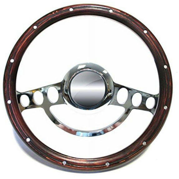 1969 - 87 Chevy El Camino Chrome & Genuine Wood Steering Wheel Full Install Kit