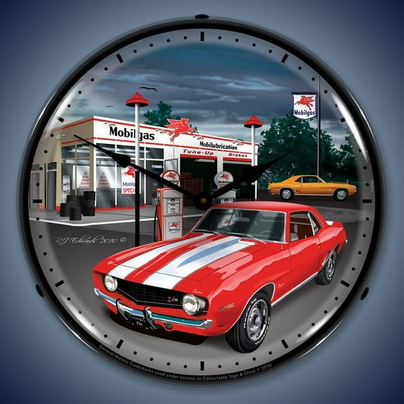 1969 Camaro Mobilgas Wall Clock, Lighted