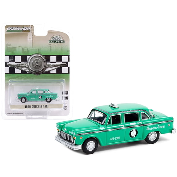 1969 Checker Taxi Light Green Zone Cab Co. Hobby Exclusive 1/64 Diecast Model Car By Greenlight 30232