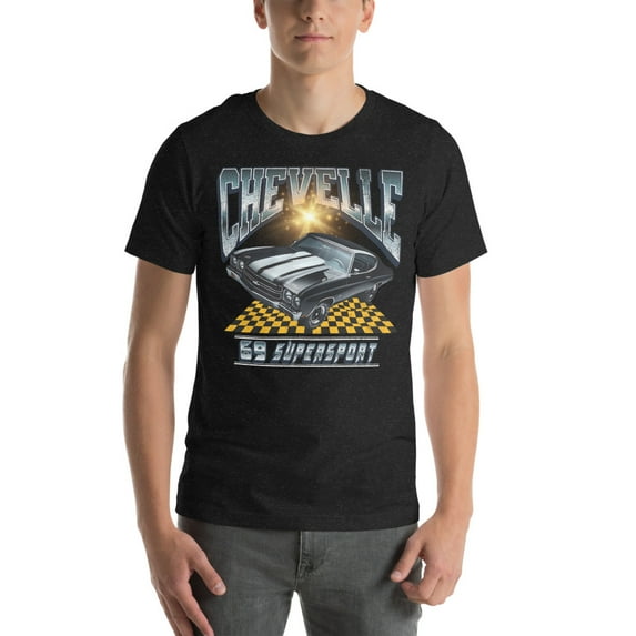 1969 Chevelle SS Muscle Car | Vintage 70's Era Auto Shirt (Black Heather, XS)