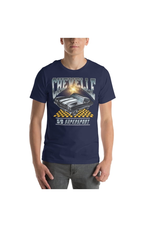 1969 Chevelle SS Muscle Car | Vintage 70's Era Auto Shirt (Navy, 3XL)