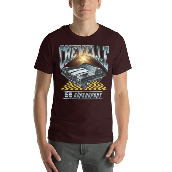 1969 Chevelle SS Muscle Car | Vintage 70's Era Auto Shirt (Oxblood Black, 3XL)