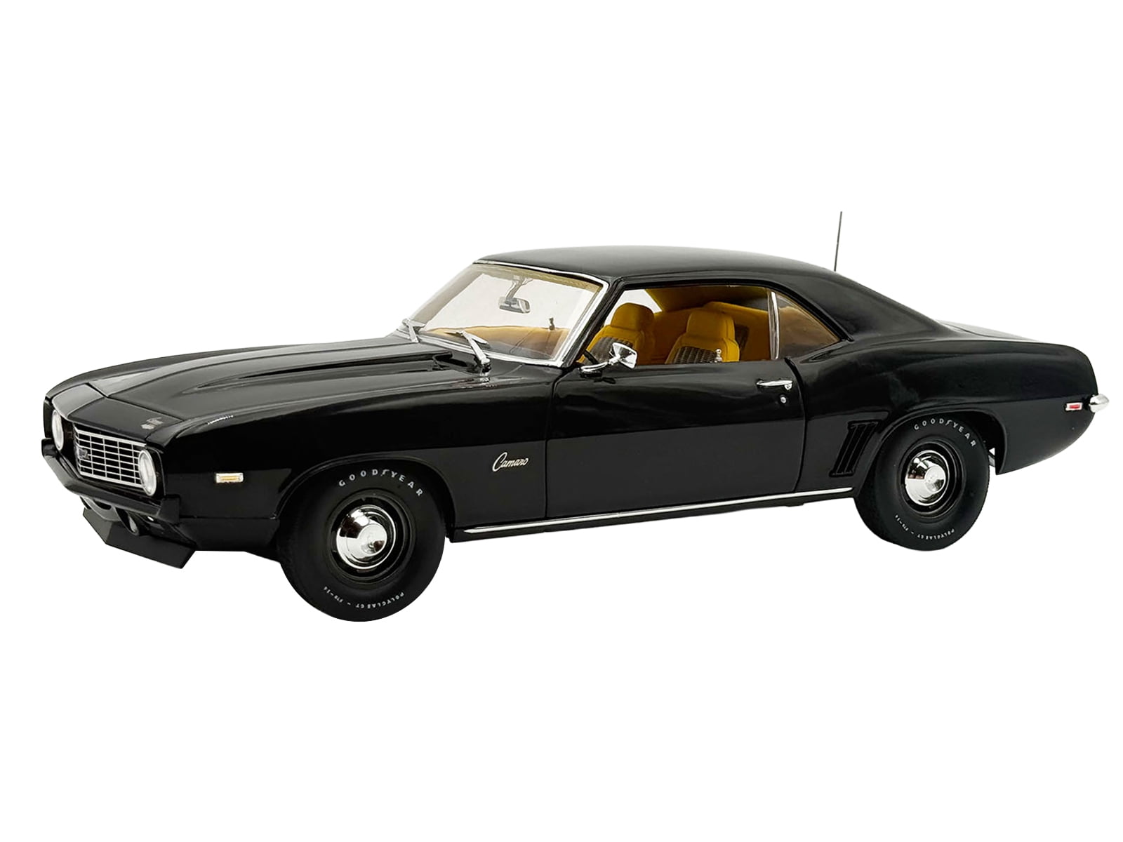Acme A1805736 1969 Chevrolet COPO Camaro Tuxedo Black with Yellow