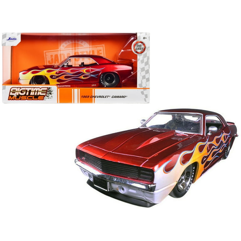 1969 Chevrolet Camaro Red with Flames 1 24 Diecast Model Car by Jada Walmart