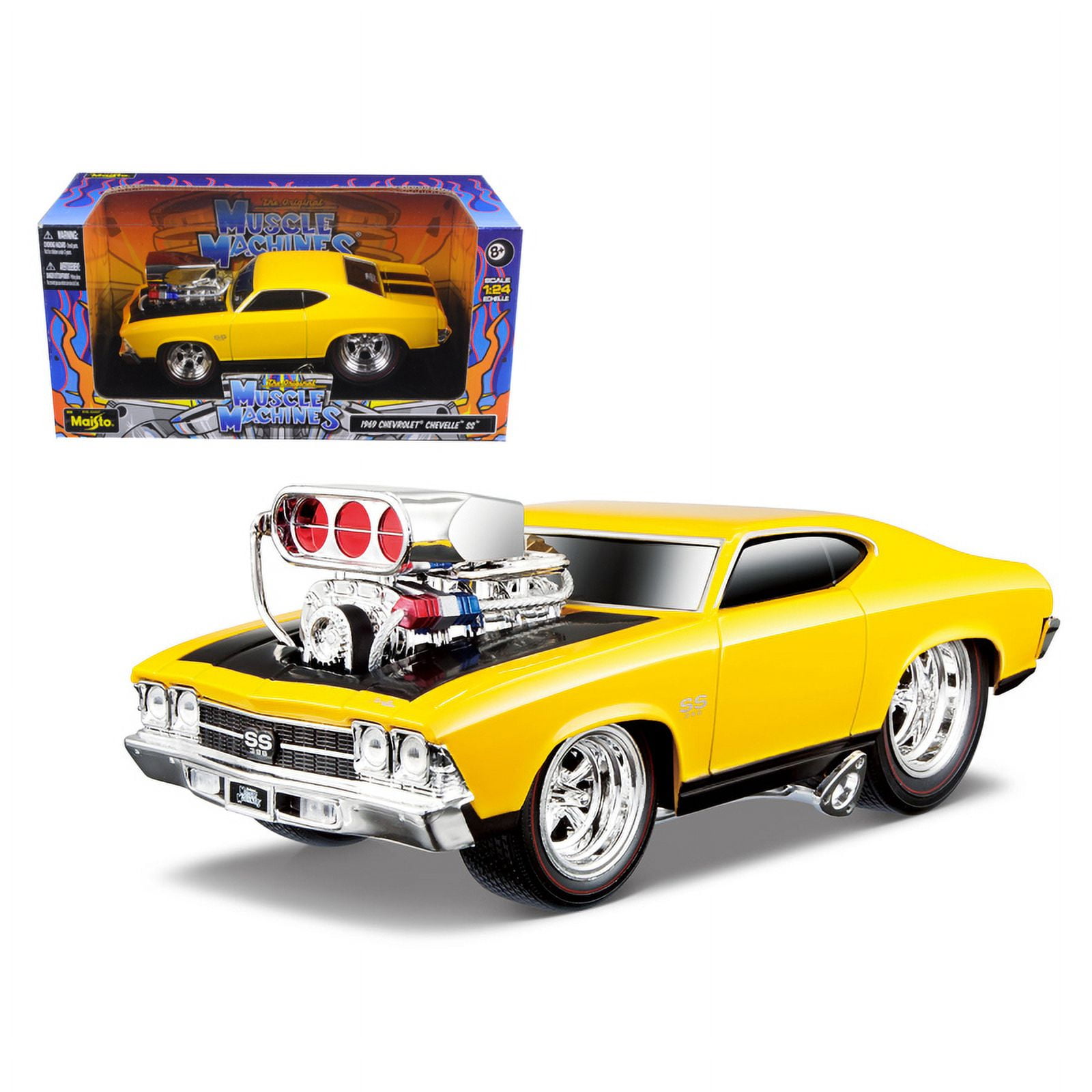 1969 Chevrolet Chevelle SS Yellow Muscle Machines 1/24 Diecast