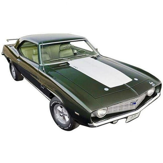 1969 Chevrolet Copo Camaro Dark Green Metallic w/White Hood and Green Interior Ltd Ed to 864 pcs 1/18 Diecast Model Car by ACME