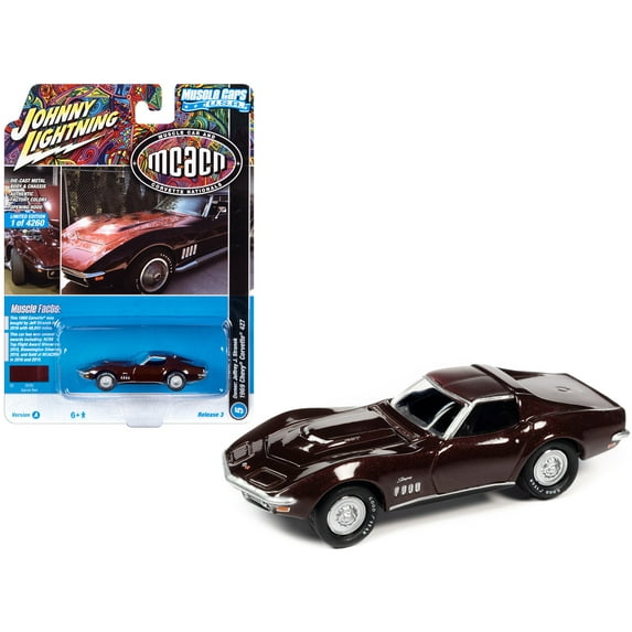 1969 Chevrolet Corvette 427 Garnet Red Metallic "MCACN" Limited Edition to 4260 pcs 1/64 Diecast Model Car by Johnny Lightning