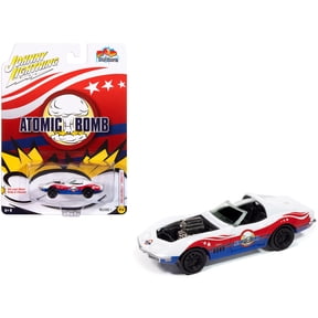 1969 Chevrolet Corvette "Atomic Bomb" White with Red and Blue Graphics "Stuntman Mike's Ride Along Racing" "Pop Culture" 2025 Release 1 1/64 Diecast Model Car by Johnny Lightning
