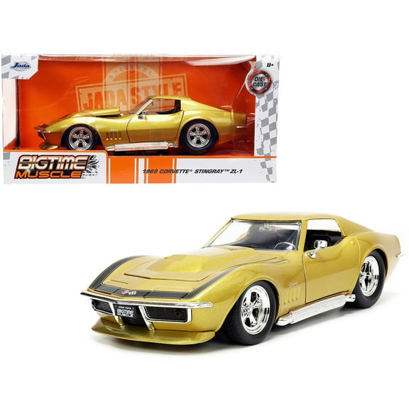 1969 Chevrolet Corvette Stingray ZL-1 Gold Metallic with Black Stripe "Bigtime Muscle" Series 1/24 Diecast Model Car by Jada