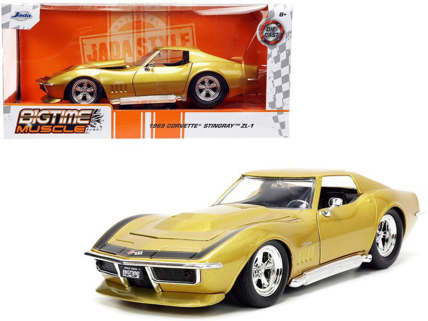 Jada Toys Big Time Muscle 1:24 1969 Chevy Corvette Stingray ZL-1 Die-cast  Car Gold, Toys for Kids and Adults