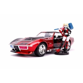 1969 Chevy Corvette Stingray with Harley Quinn Diecast Figure, Candy Red and Black - Jada 31196/4 - 1/24 scale Diecast Model Toy Car