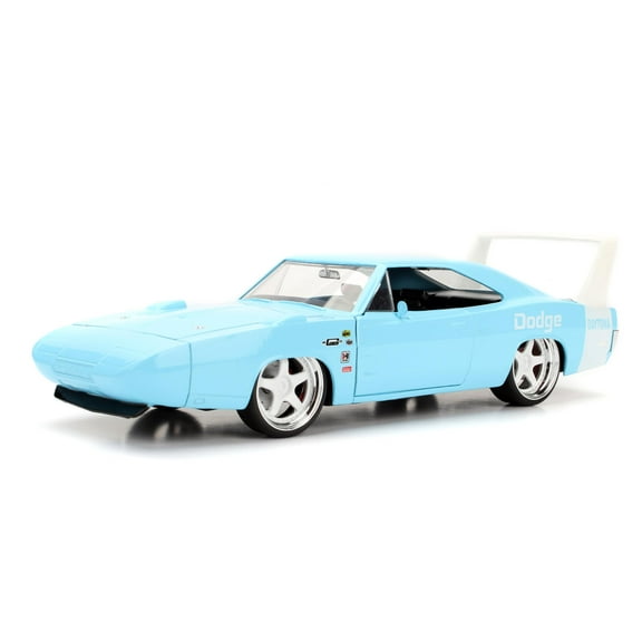 1969 Dodge Charger Daytona Light Blue with White 1/24 Diecast Model Car by Jada(Selections May Vary)