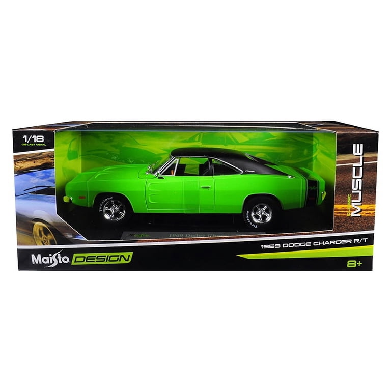 1969 Dodge Charger R/T Green with Black Top 1/18 Diecast Model Car