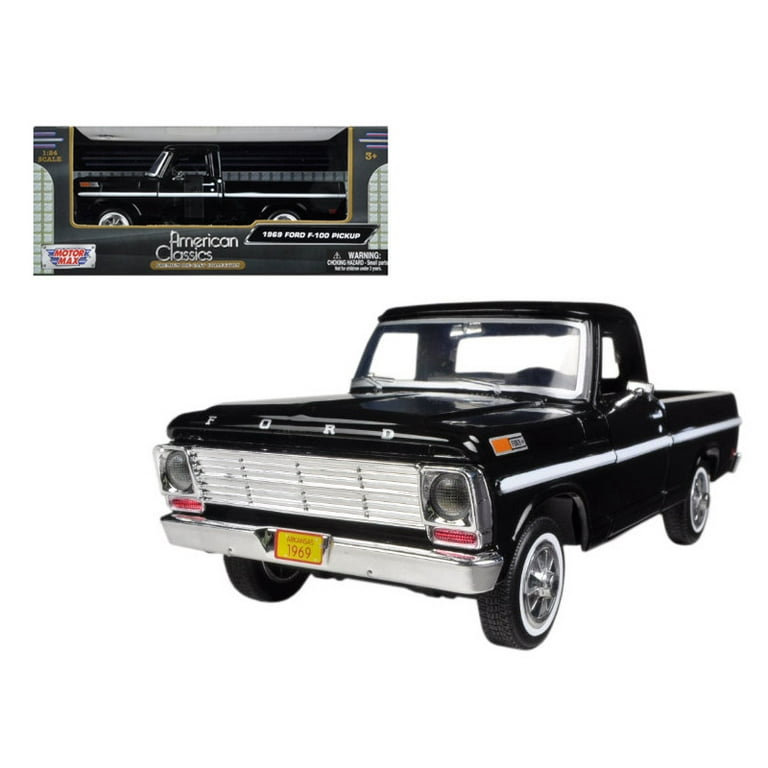 1969 Ford F-100 Pickup Truck Black 1/24 Diecast Model Car by Motormax