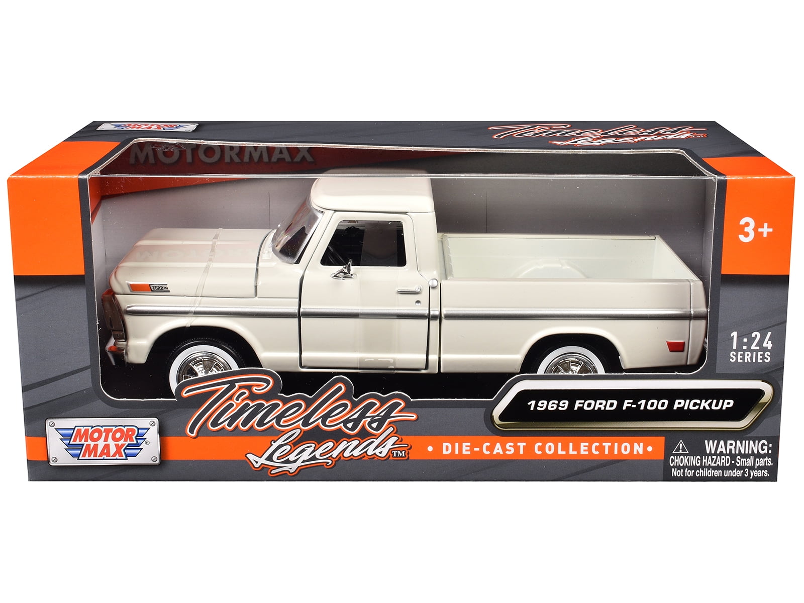 1969 Ford F-100 Pickup Truck Cream "Timeless Legends" Series 1/24 Die Cast Model Car by Motormax