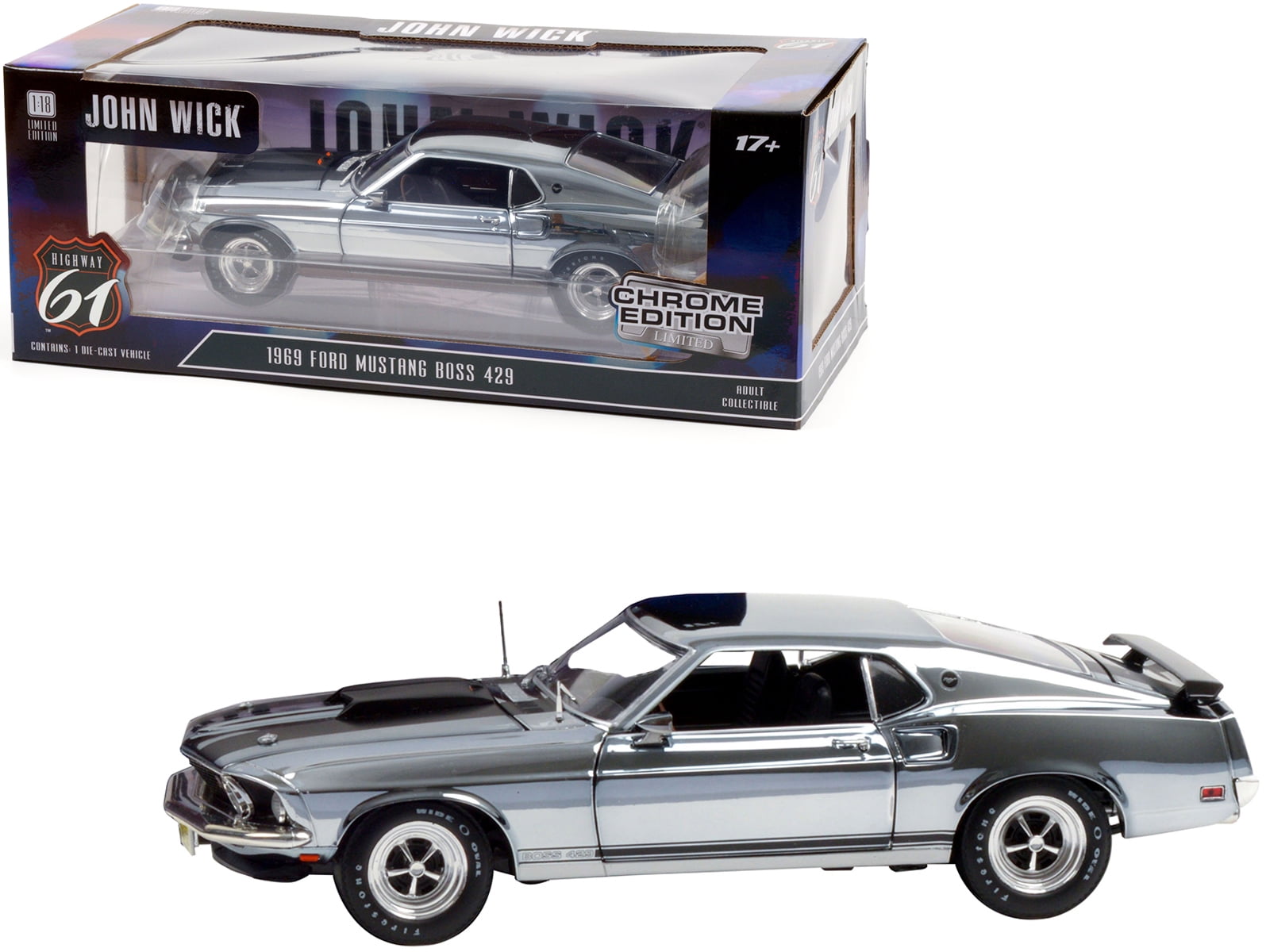 1969 Ford Mustang Boss 429 CHROME with Black Stripes 