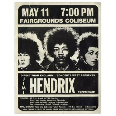 1969 Jimi Hendrix Concert poster Wall Art re -Print ES 11 x 17 Inch Poster