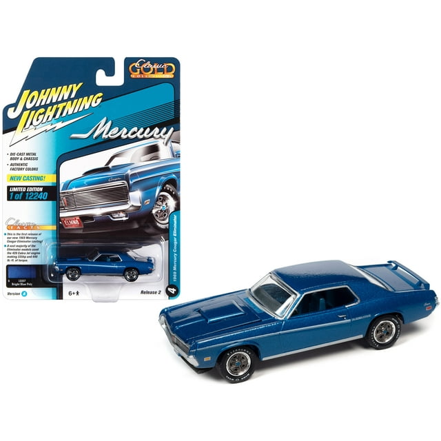 Johnny Lightning 1:64 Scale 1969 Mercury Cougar Eliminator Diecast Model Car - Blue