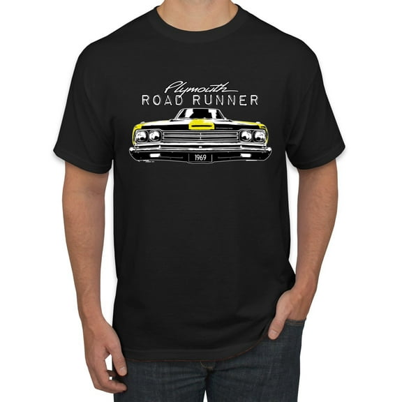 1969 Plymouth Road Runner Hot Rod Racing | Mens Cars and Trucks Graphic T-Shirt, Black, Small
