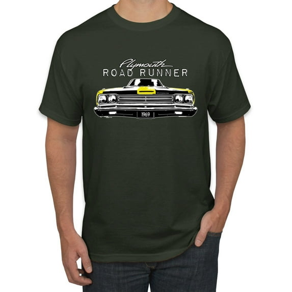 1969 Plymouth Road Runner Hot Rod Racing | Mens Cars and Trucks Graphic T-Shirt, Forest Green, 3XL