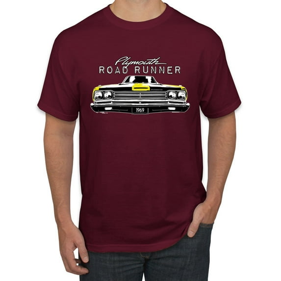 1969 Plymouth Road Runner Hot Rod Racing | Mens Cars and Trucks Graphic T-Shirt, Maroon, 2XL