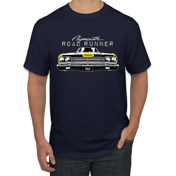 1969 Plymouth Road Runner Hot Rod Racing | Mens Cars and Trucks Graphic T-Shirt, Navy, X-Large