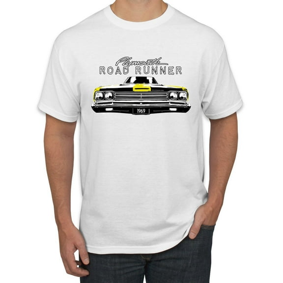 1969 Plymouth Road Runner Hot Rod Racing | Mens Cars and Trucks Graphic T-Shirt, White, Large