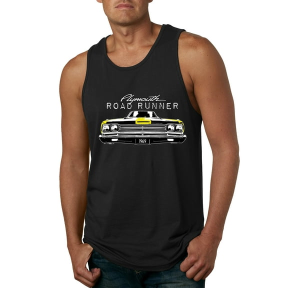 1969 Plymouth Road Runner Hot Rod Racing | Mens Cars and Trucks Graphic Tank Top, Black, Small