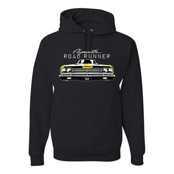 1969 Plymouth Road Runner Hot Rod Racing | Mens Cars and Trucks Hooded Sweatshirt Graphic Hoodie, Black, Small