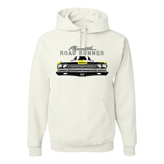 1969 Plymouth Road Runner Hot Rod Racing | Mens Cars and Trucks Hooded Sweatshirt Graphic Hoodie, White, 3XL