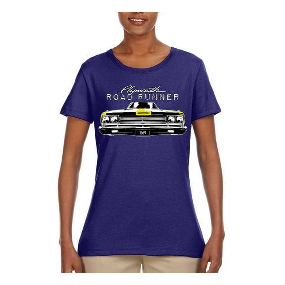 1969 Plymouth Road Runner Hot Rod Racing | Womens Cars and Trucks Graphic T-Shirt, Purple, X-Large