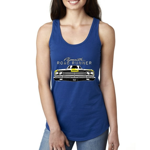 1969 Plymouth Road Runner Hot Rod Racing | Womens Cars and Trucks Jersey Racerback Tank Top, Royal, Large