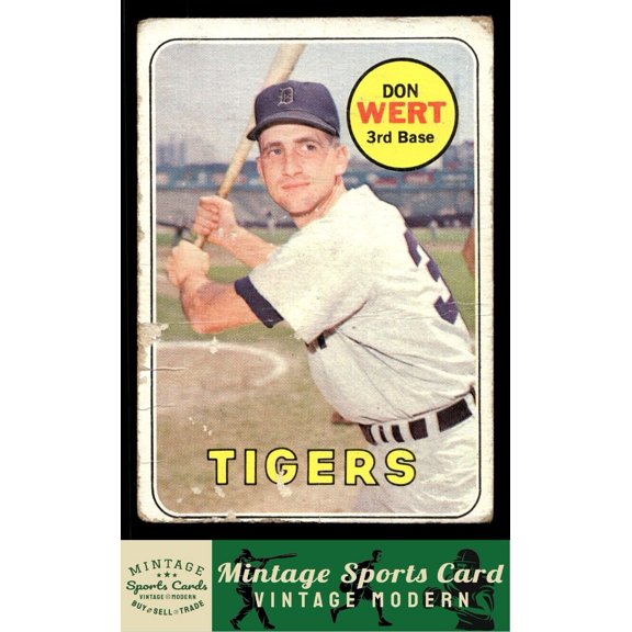 Low Grade 1969 Topps Don Wert #443 Detroit Tigers MLB Baseball Card