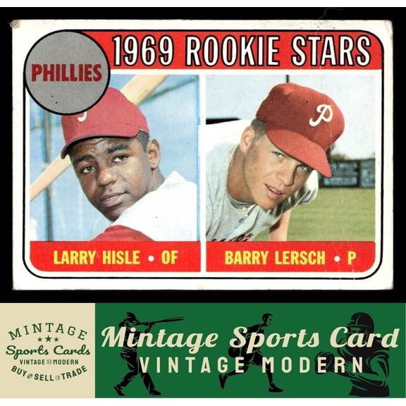 1969 Topps Philadelphia Phillies 1969 Rookie Stars Larry Hisle Barry Lersch RC #206 Baseball Card