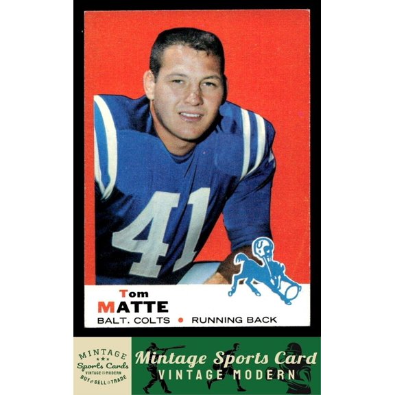 1969 Topps Tom Matte #47 Baltimore Colts Football Card