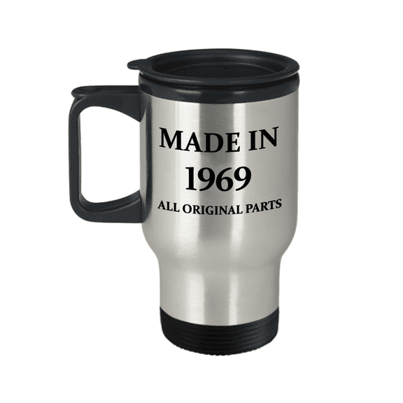 1969 birthday gifts for men cd & women, 49th Birthday Gifts - Made in 1969 All Original Parts -Travel Coffee Mug 14 oz