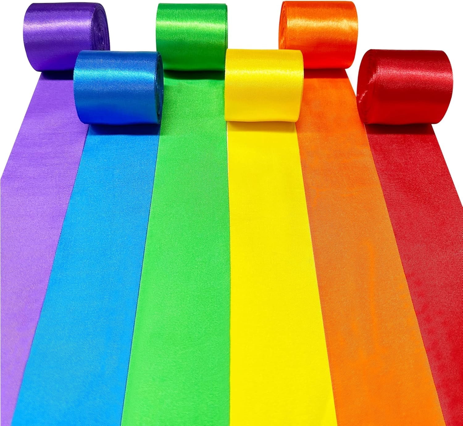 196FT Rainbow Satin Ribbon 0.2 Inch Wide, Double Face Colorful Fabric ...