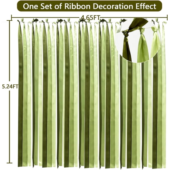 196FT Satin Ribbon 0.2in Wide Sage Green Double Face Satin Fabric Ribbon Roll For Gift Wrapping, Crafts DIY Sewing, Hair Bows, Birthday Chair Party Streamers Decorations