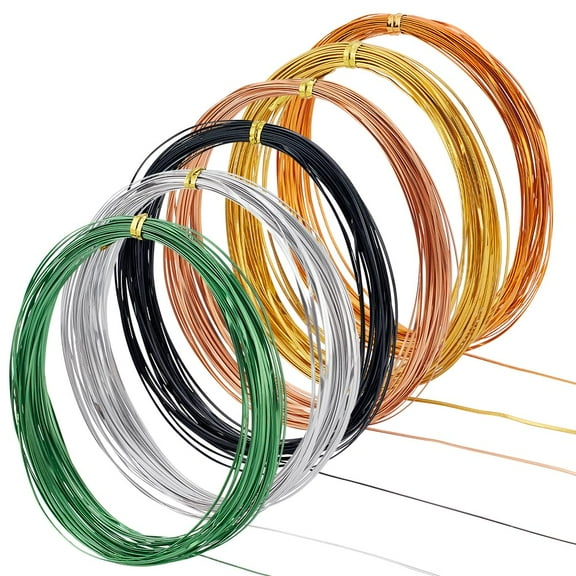 196Ft 6 Colors Aluminum Craft Wire (18 Gauge) 1mm x 0.3mm Thick Flat Cloisonne Enamel Wire