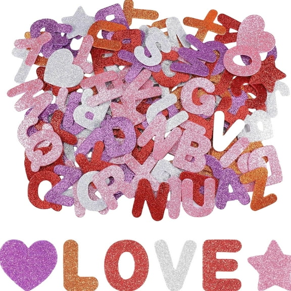 196Pcs Glittering Letter Sticker Adhesive EVA Foam Letter Sticker For Scrapbooking Card Making Birthday Home Decoration