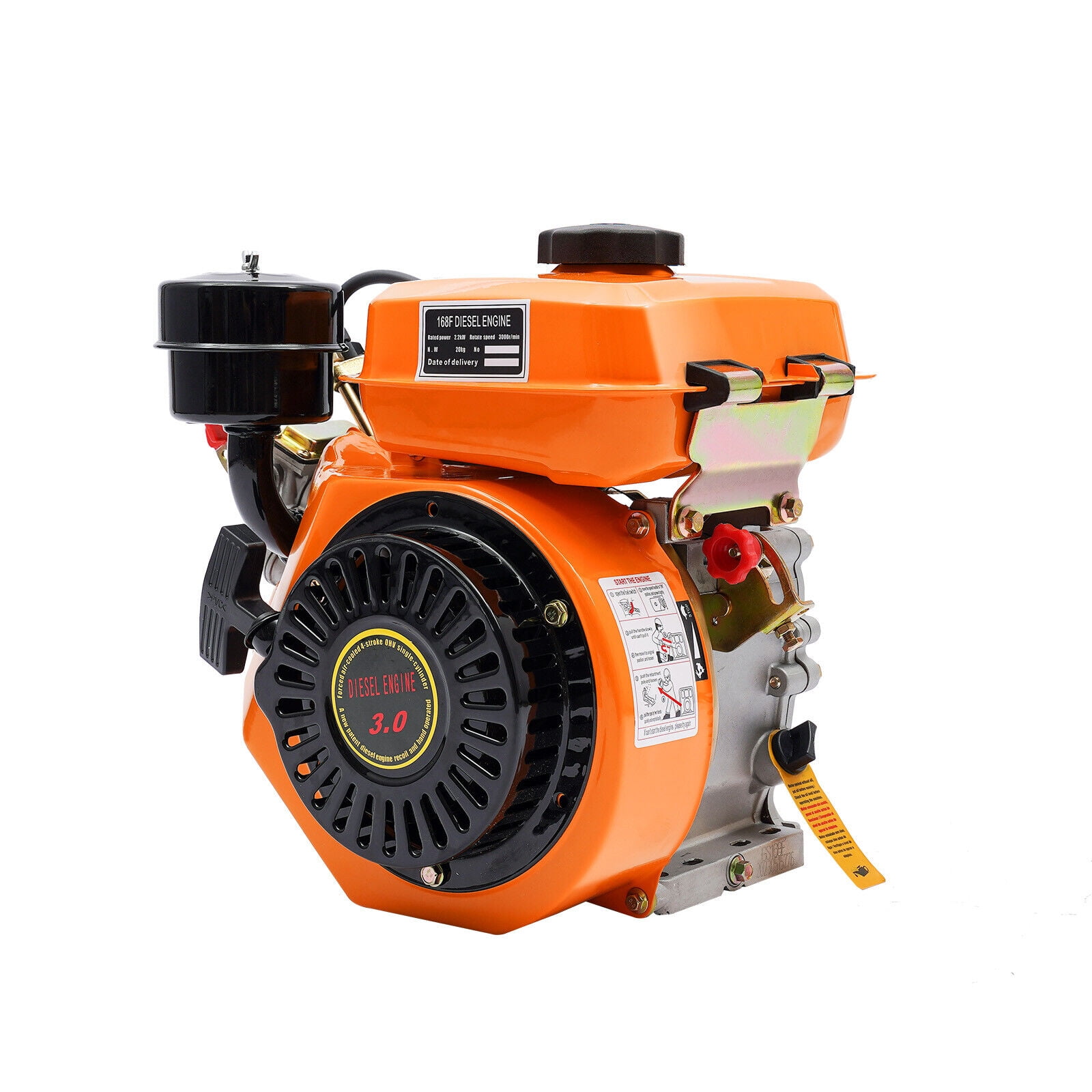 196cc Air-Cooled Engine 4 Stroke Single Cylinder Horizontal Manual 2.2KW  14.2*15.5*12in 
